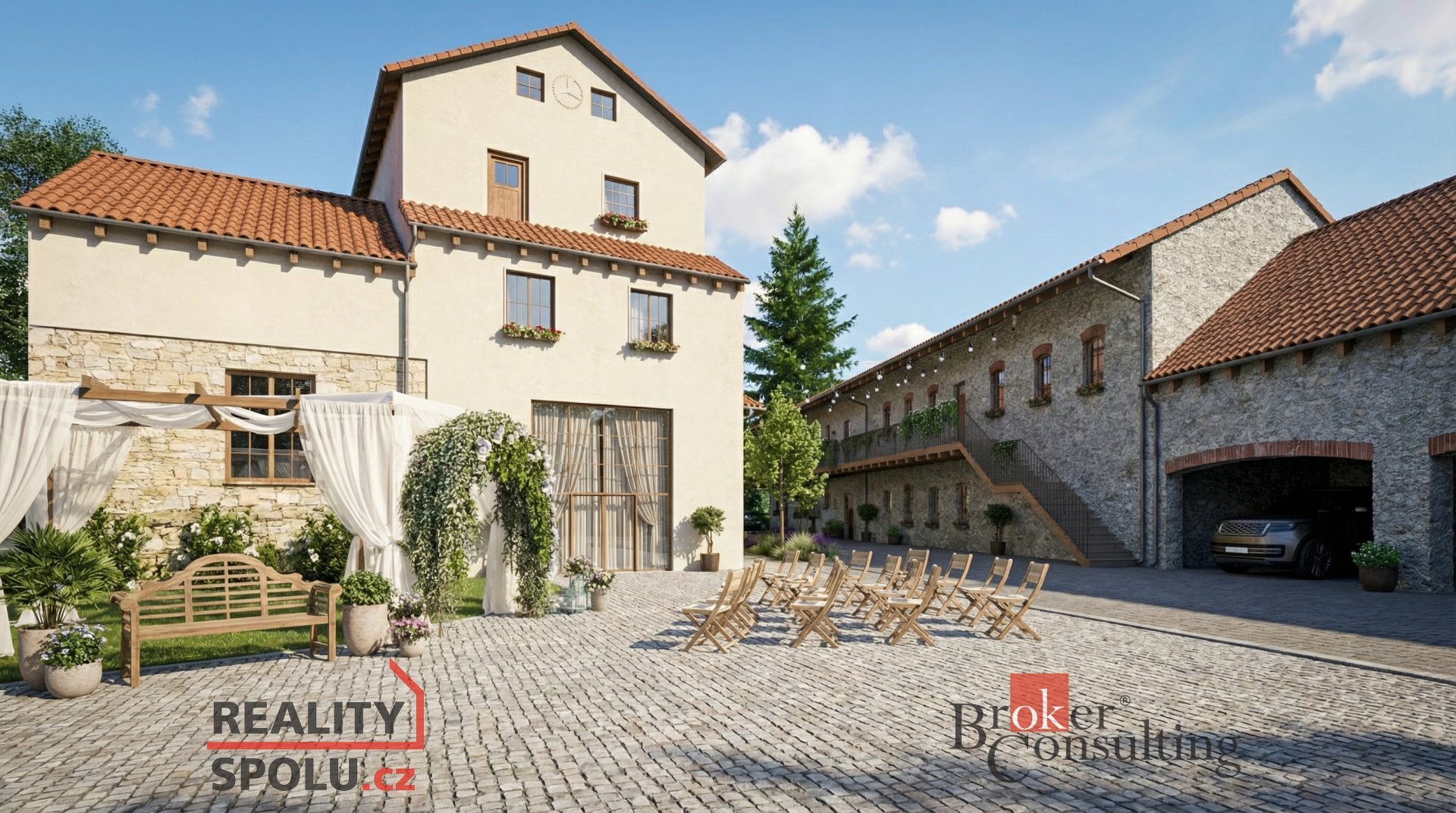 Historický mlýn s velkými pozemky nedaleko Prahy