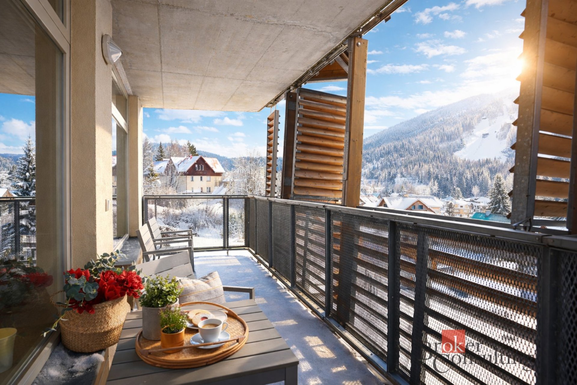 Apartmán 3+kk s terasou, 2 garážemi a výhledem – Harrachov