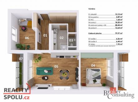 Prodej bytu, 3+kk, 80 m²