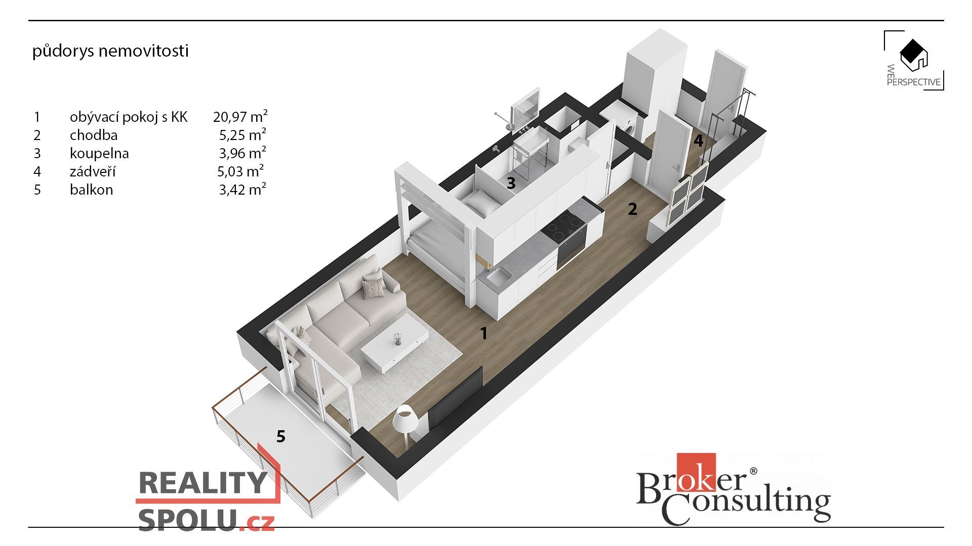 Nadstandardní 1+kk v novostavbě v Bartoňově ulici
