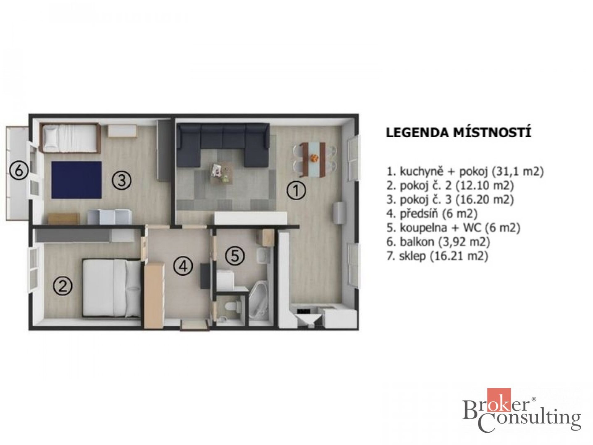 Prodej, byty/3+kk, 87.61 m2, kpt. Otakara Jaroše 121/6, 68201 Vyškov, Vyškov [ID 81235]