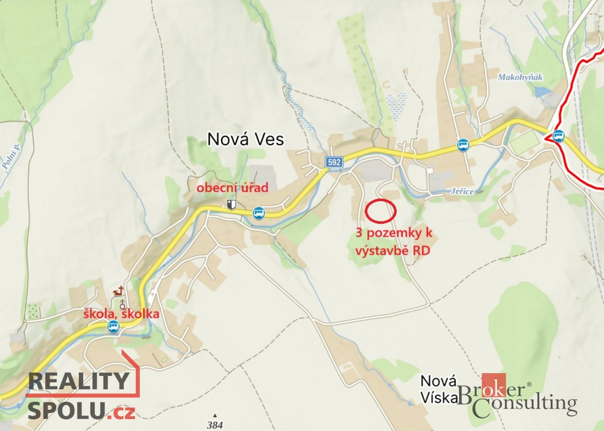 Pozemek k výstavbě RD v Nové Vsi