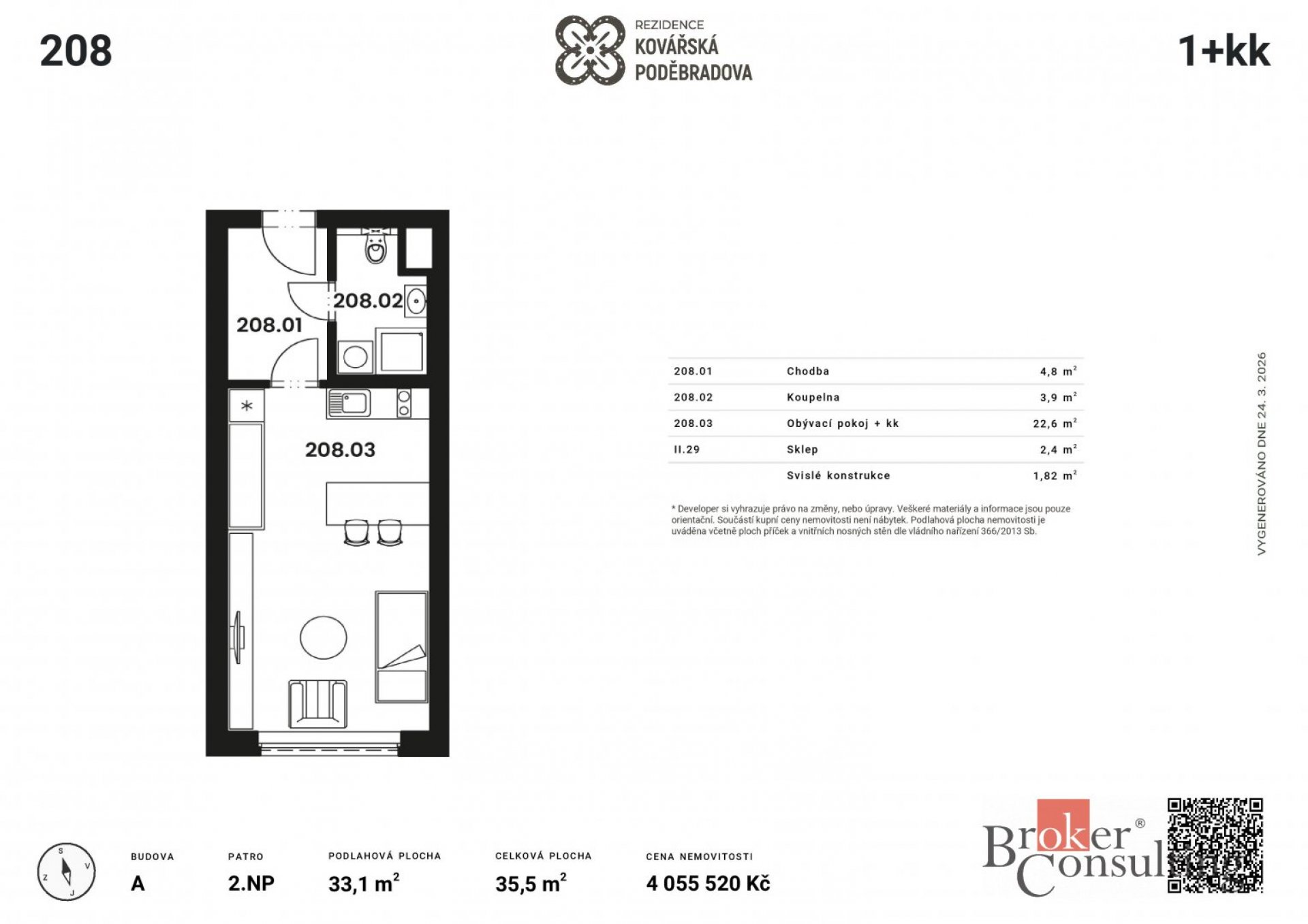 Prodej, byty/1+kk, 31.28 m2, Kovářská 330/10, Jižní Předměstí, 30100 Plzeň 3 [ID 83828]