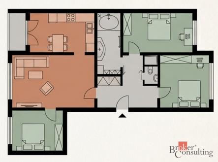 Pronájem bytu, 4+1, 89 m²