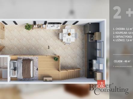Prodej bytu, 2+kk, 48 m²
