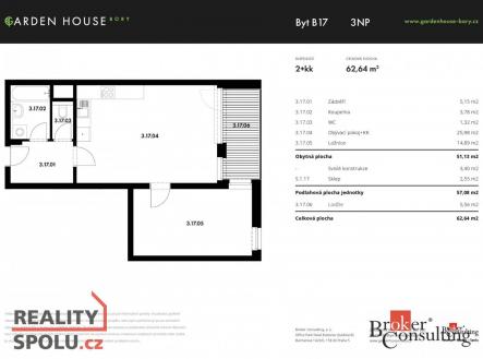 Pronájem bytu, 2+kk, 51 m²