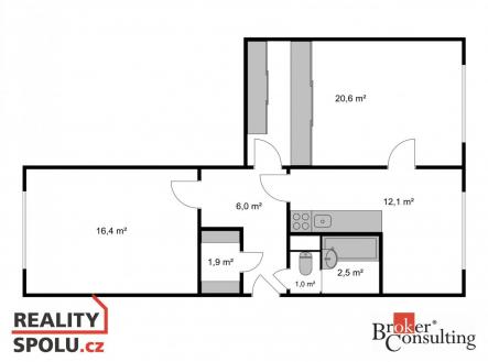 Pronájem bytu, 2+1, 63 m²