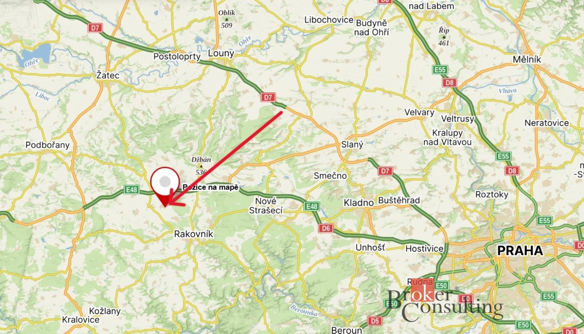 Prodej stavebního pozemku 1.399m2, Chrášťany u Rakovníka