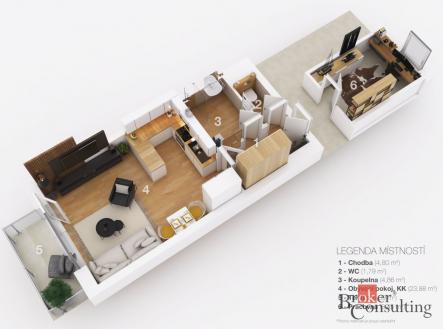 Pronájem bytu, 1+kk, 35 m²