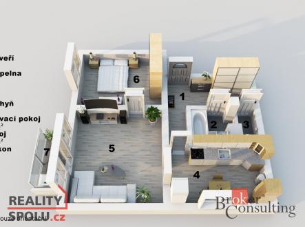 Pronájem bytu, 2+1, 54 m²