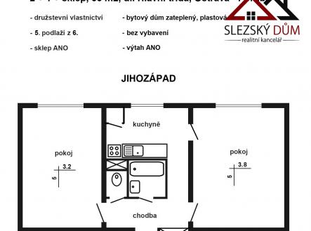 Půdorys | Pronájem bytu, 2+1, 55 m²
