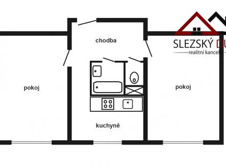Půdorys | Pronájem bytu, 2+1, 56 m²