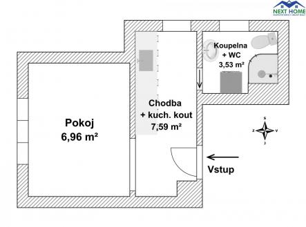 Pronájem bytu, 1+kk, 18 m²