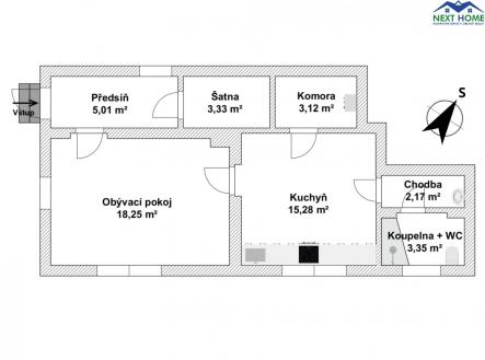 Planek_1945.jpg | Pronájem bytu, 1+1, 69 m²