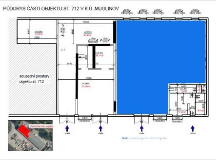 Půdorys prostor Muglinov | Pronájem - komerční objekt, sklad, 246 m²