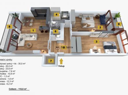 Randova 3D copy | Prodej bytu, 3+kk, 124 m²