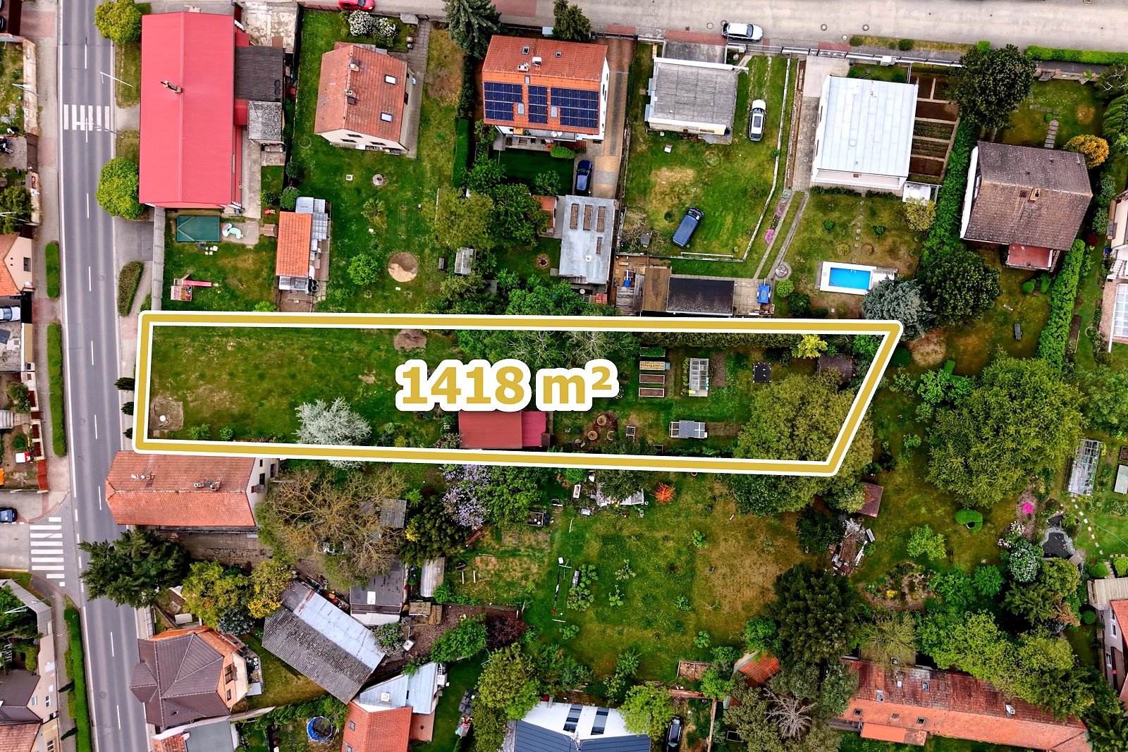 Dron vyznačení pozemku.
