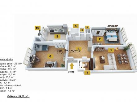 Veletržní 3D copy | Prodej bytu, 3+1, 114 m²