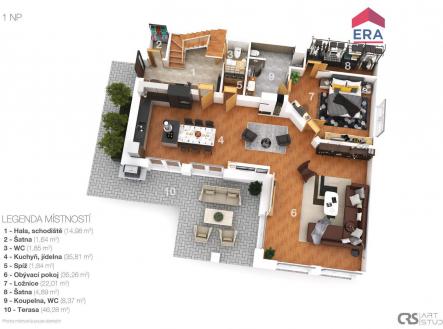 3D-layout_1NP | Prodej - dům/vila, 242 m²