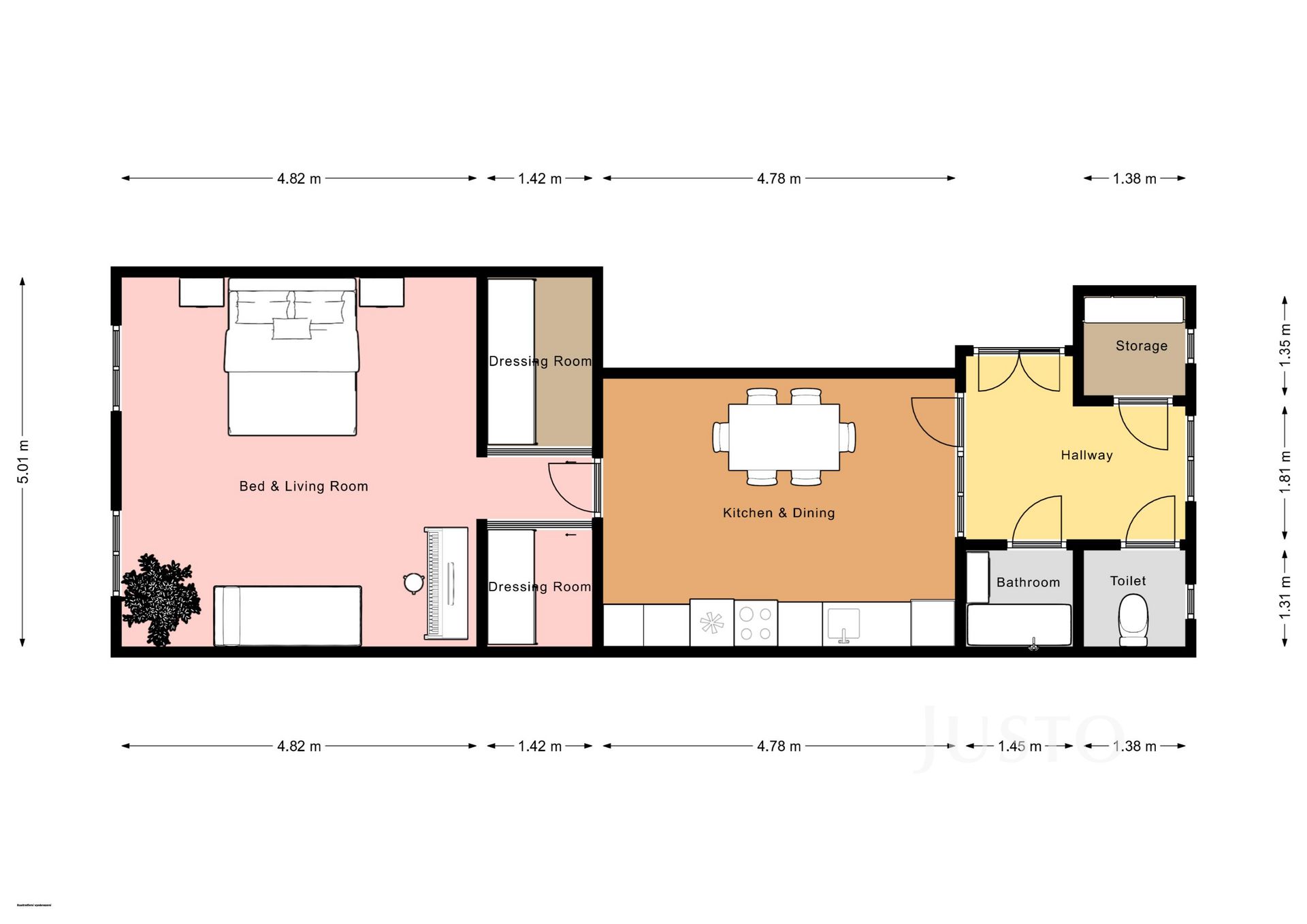 Pronájem 2+kk, 62 m², Praha 7 - Letná