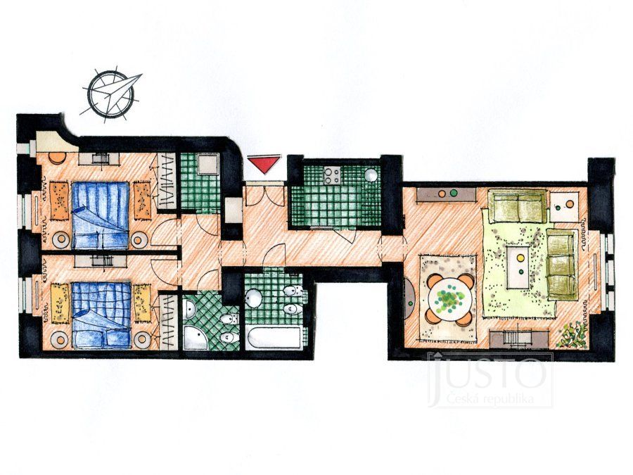 Pronájem 3+1, 80 m², Praha 2 - Nové Město