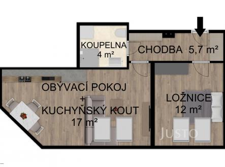 Pronájem bytu, 2+kk, 39 m²