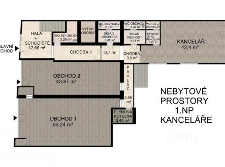 Pronájem - komerční prostor, 47 m²