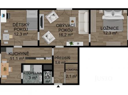 Prodej bytu, 3+1, 65 m²