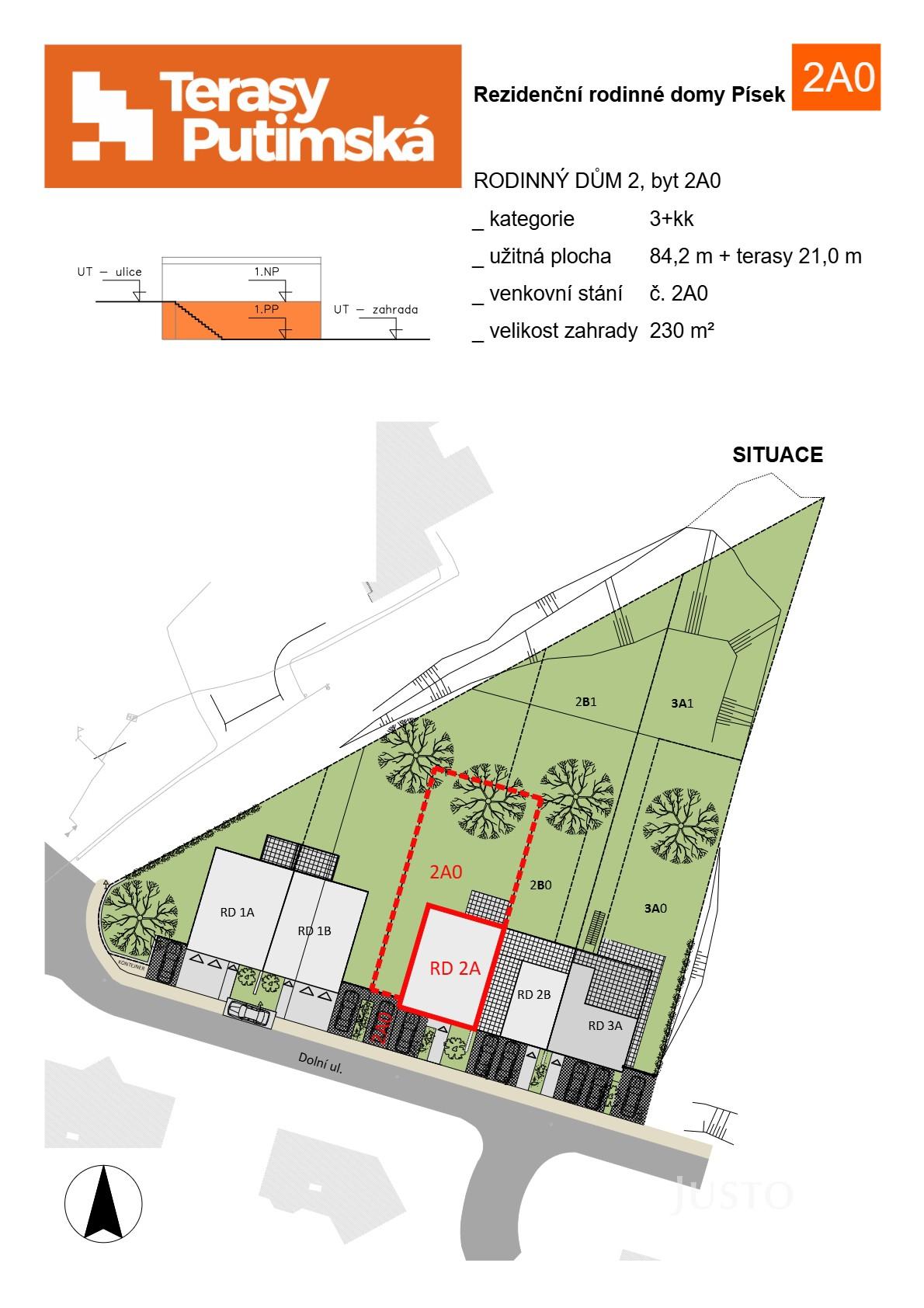 Prodej 3+kk 84 m² + zahrada 230 m² + terasa 21 m² + parkování