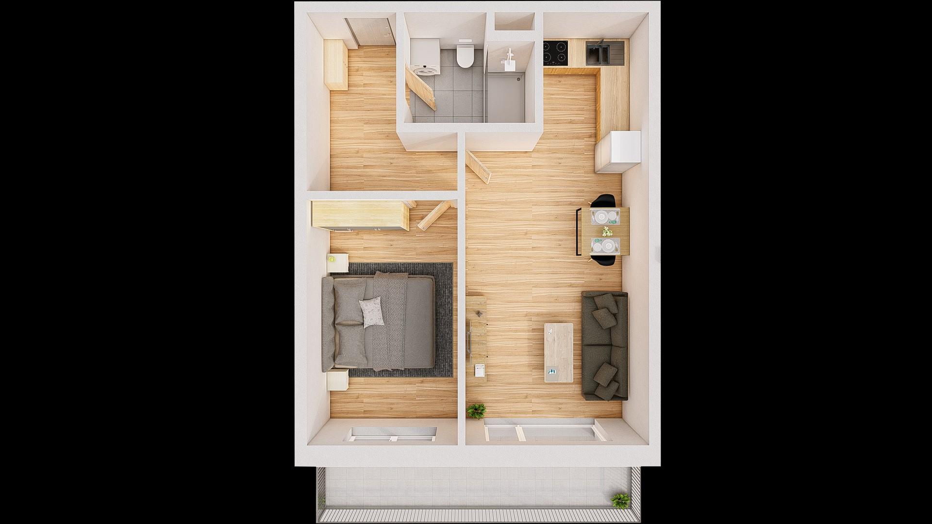 Prodej 2+kk 57 m² + balkón 10 m²