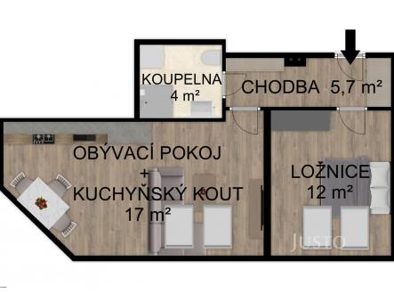 Pronájem bytu, 2+kk, 39 m²
