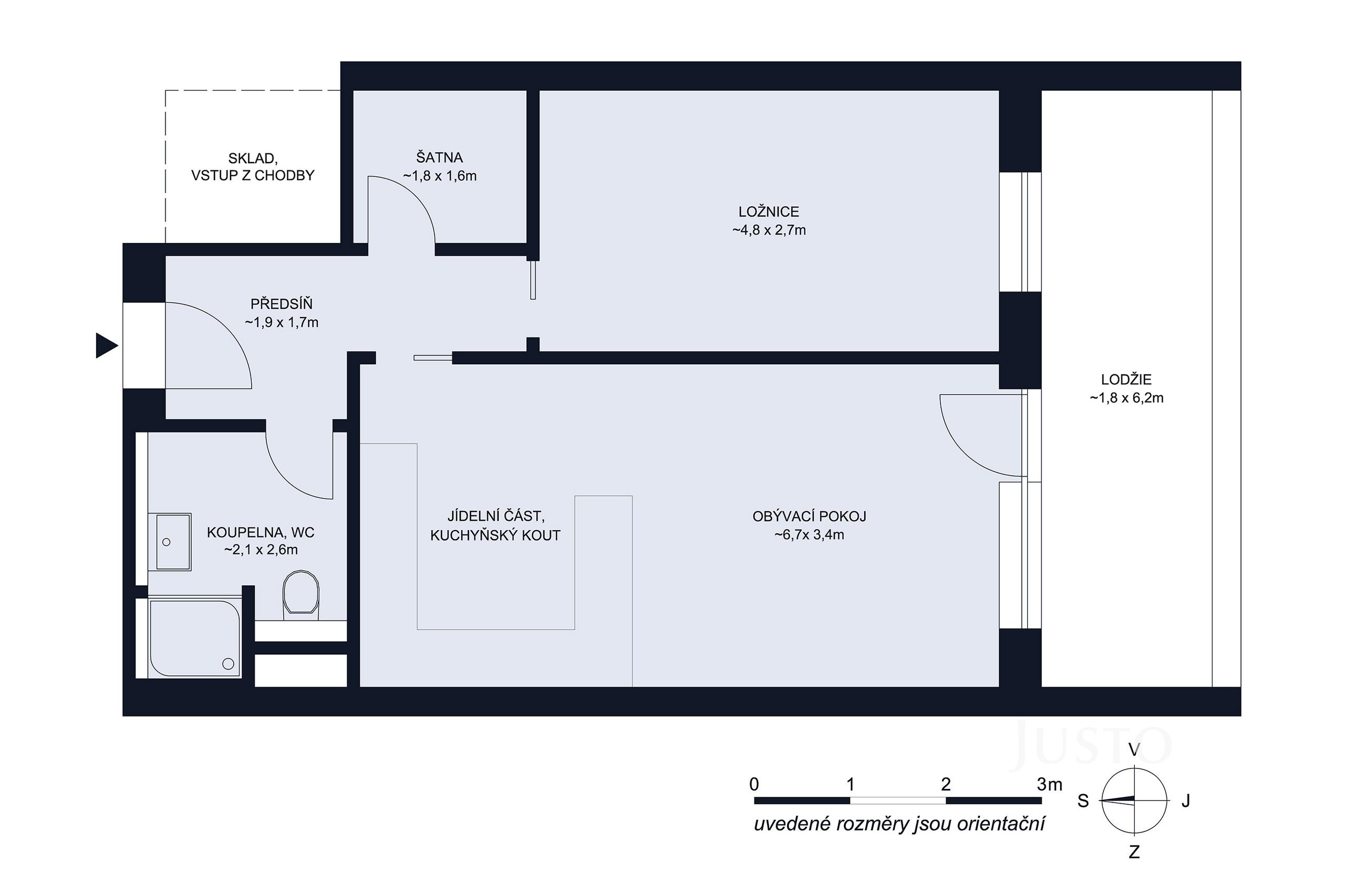 Prodej 2+kk 52 m² + lodžie 11 m² + parkování