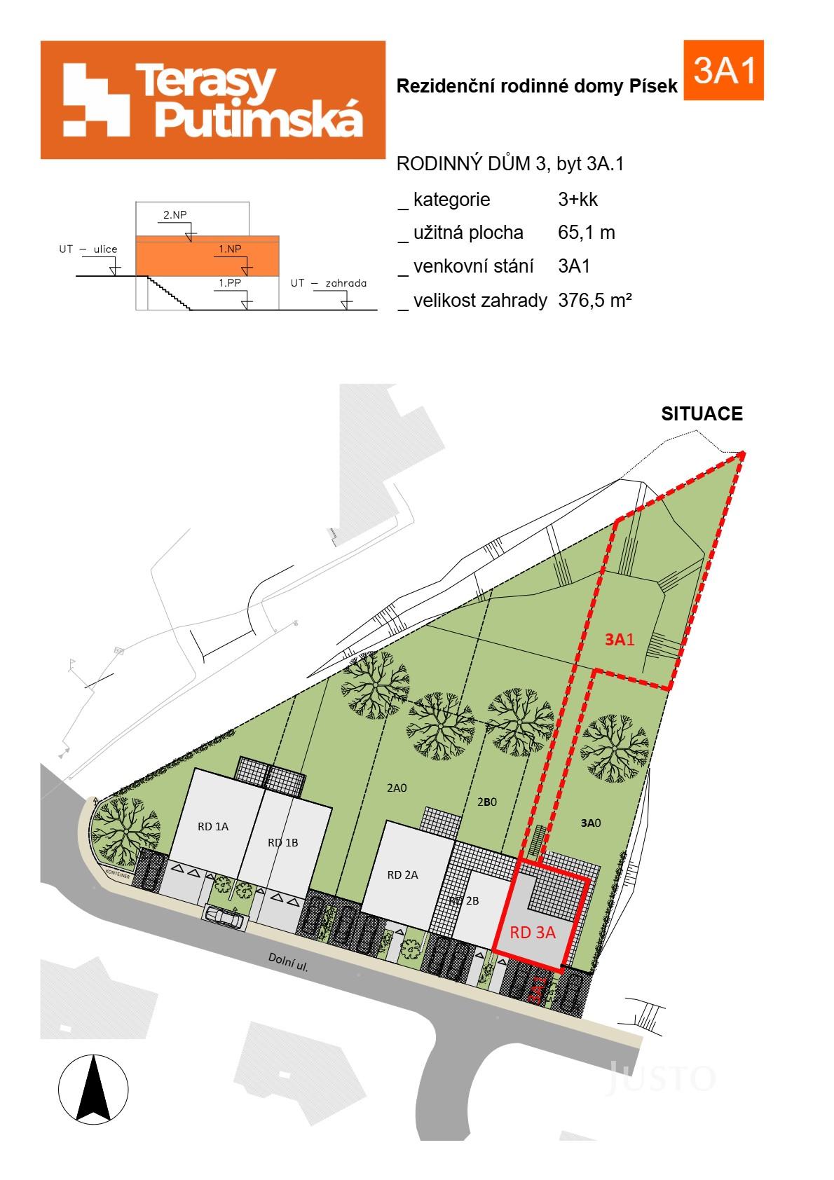 Prodej 3+kk 65 m² + zahrada 376 m² + parkování