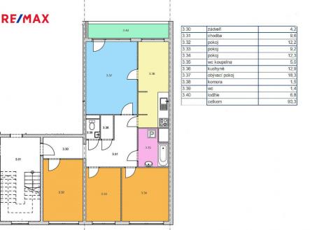 Půdorys bytu | Prodej bytu, 4+1, 98 m²