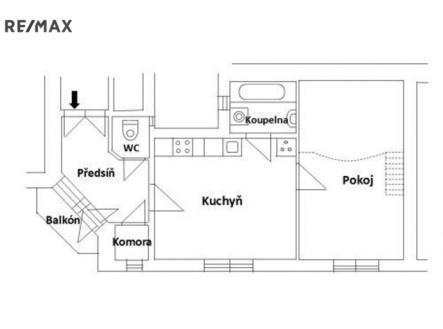 plánek bytu | Pronájem bytu, 2+kk, 52 m²