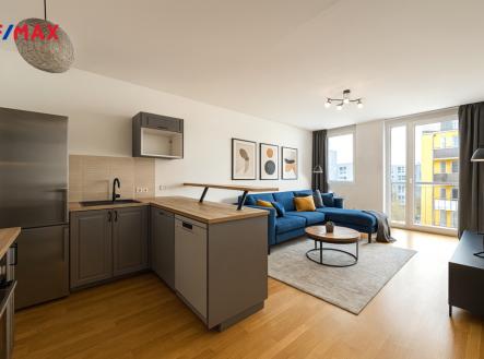 Obývací pokoj - počítačová animace možného zařízení | Prodej bytu, 3+kk, 70 m²