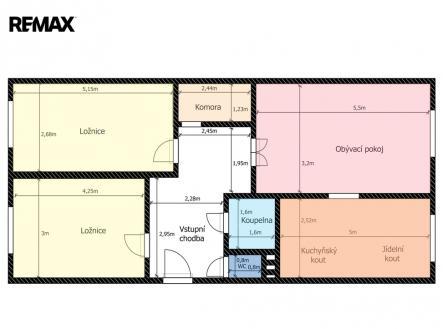 Půdorys bytové jednotky. | Prodej bytu, 3+1, 76 m²