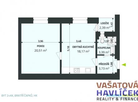 156-byt-2-kk-bratri-capku-hk.jpg | Pronájem bytu, 2+kk, 48 m²