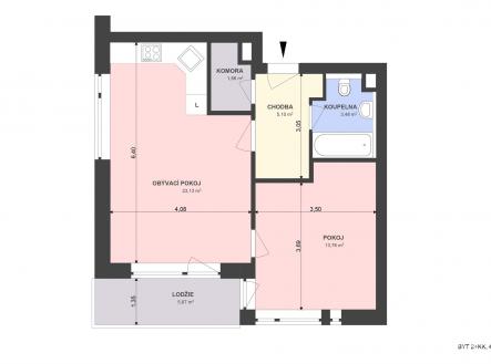 . | Pronájem bytu, 2+kk, 53 m²