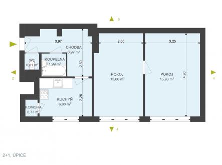 . | Pronájem bytu, 2+1, 51 m²