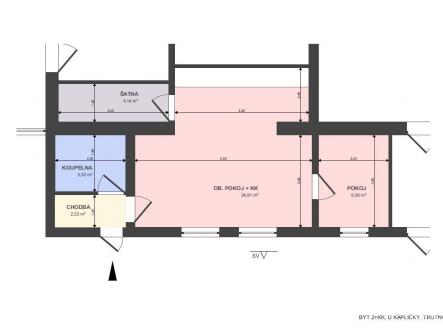 . | Pronájem bytu, 2+kk, 43 m²