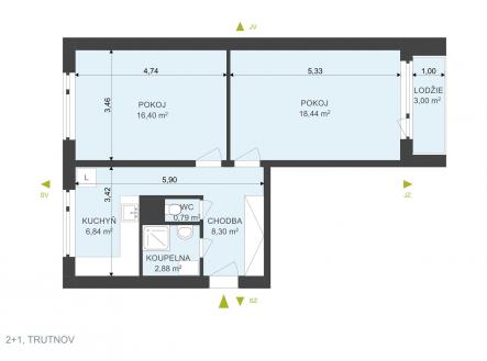 . | Prodej bytu, 2+1, 56 m²