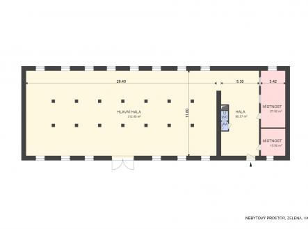 . | Pronájem - skladovací prostor, 413 m²