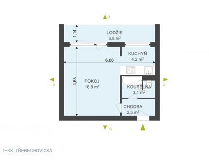. | Pronájem bytu, 1+kk, 33 m²