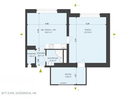. | Pronájem bytu, 2+kk, 56 m²