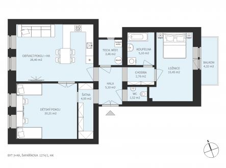 . | Prodej bytu, 3+kk, 85 m²