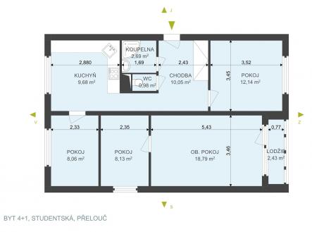 . | Prodej bytu, 4+1, 73 m²