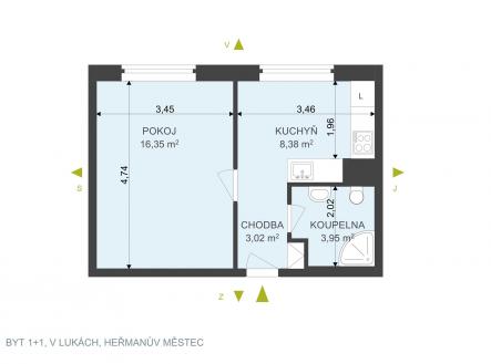 . | Pronájem bytu, 1+1, 32 m²