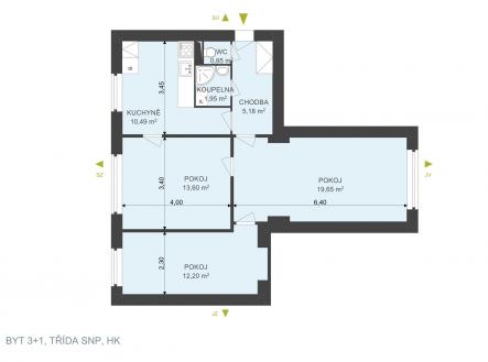 . | Pronájem bytu, 3+1, 64 m²