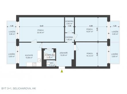 . | Pronájem bytu, 3+1, 98 m²